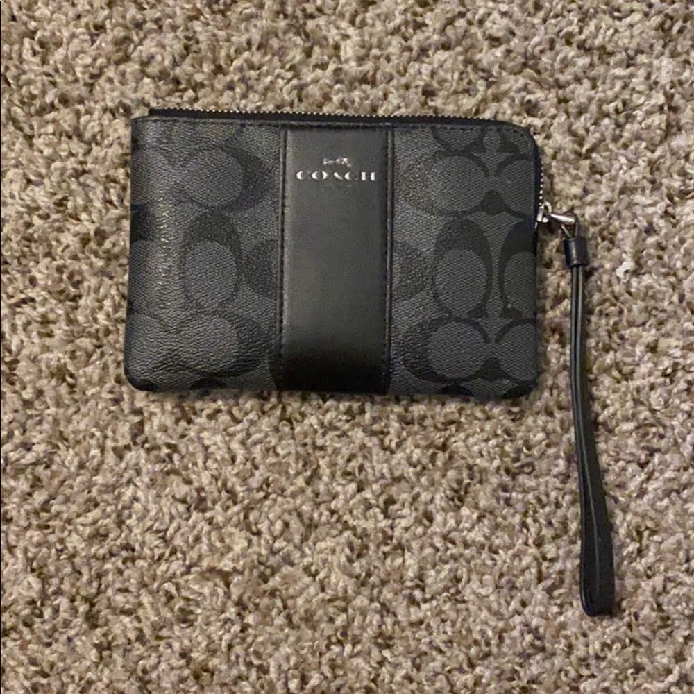 black COACH wristlet